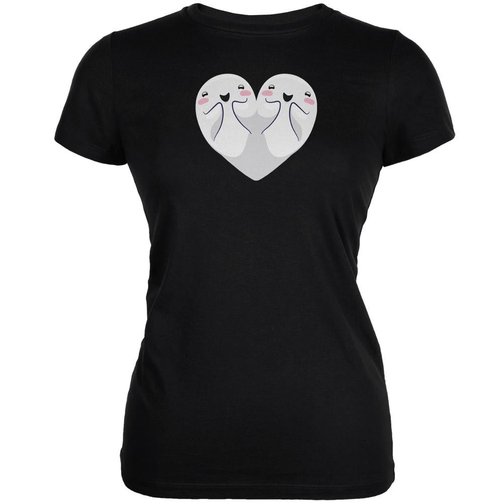 Halloween Heart Shaped Ghosts Black Juniors Soft T-Shirt Juniors T-Shirts Old Glory 2XL Black 