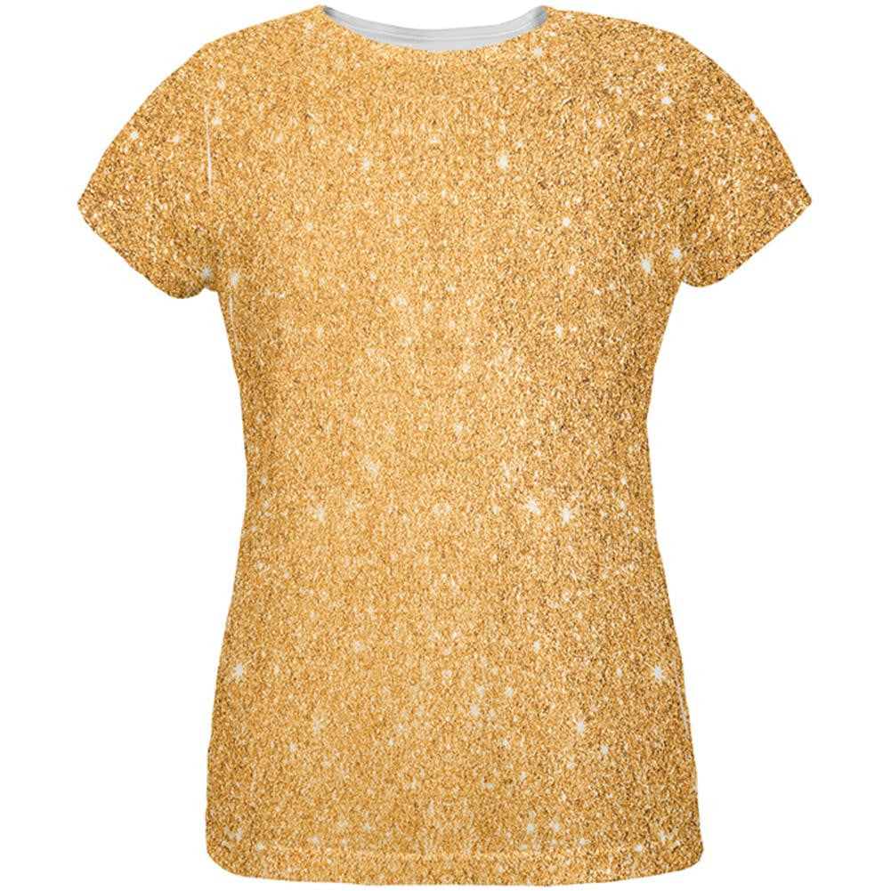 Gold Glitter All Over Womens T-Shirt Women's T-Shirts Old Glory 2XL Multi 