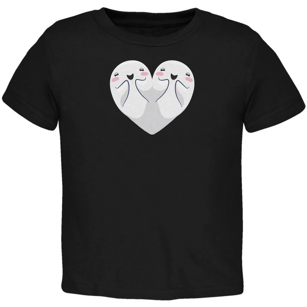 Halloween Heart Shaped Ghosts Black Toddler T-Shirt Toddler T-Shirts Old Glory 2T Black 