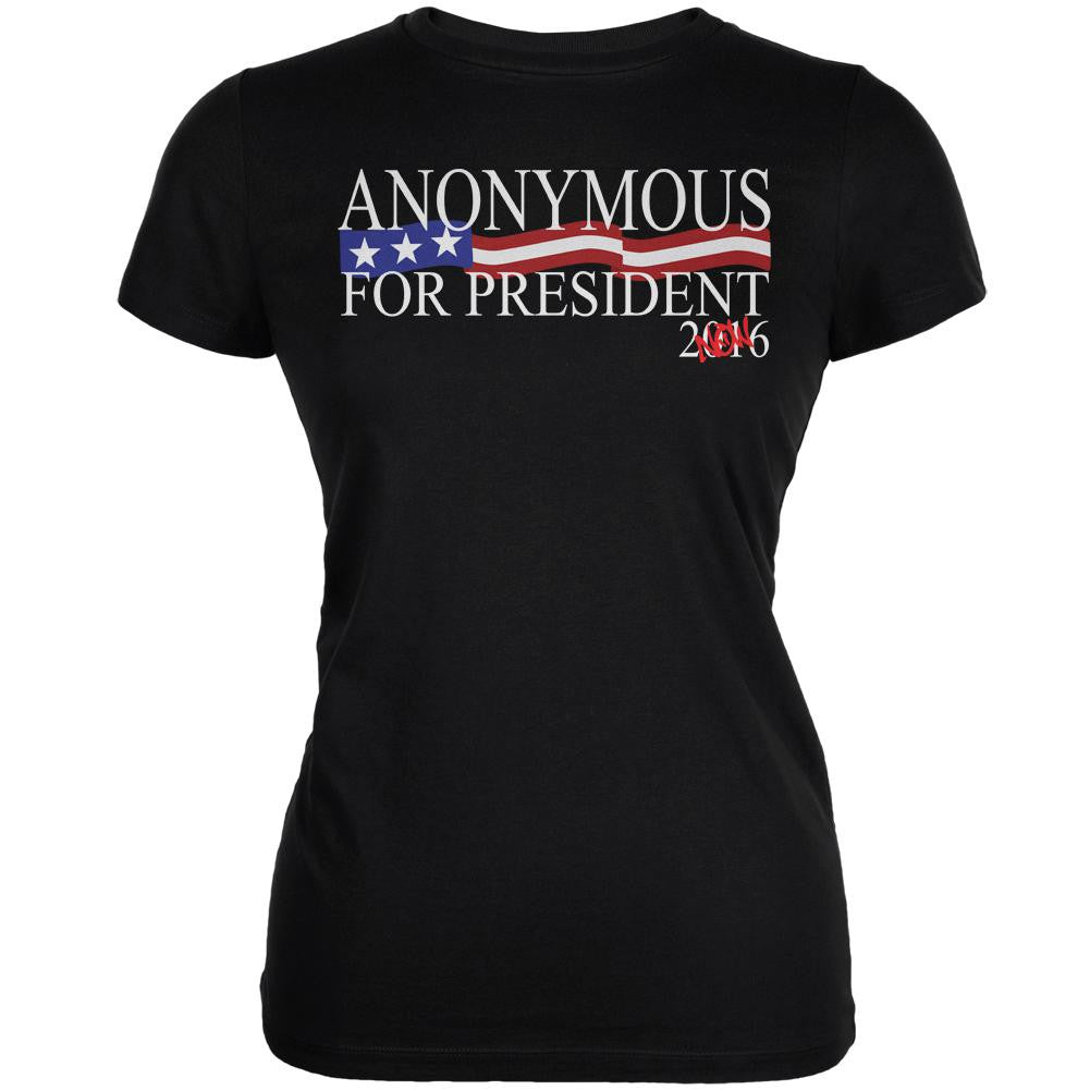 Election 2016 Anonymous for President Now Black Juniors Soft T-Shirt Juniors T-Shirts Old Glory 2XL Black 