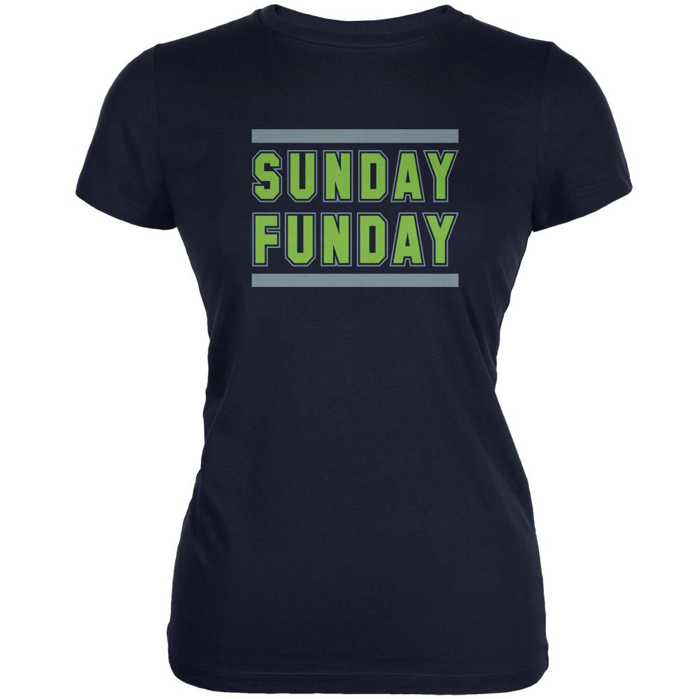 Sunday Funday Seattle Navy Juniors Soft T-Shirt Juniors T-Shirts Old Glory 2XL Blue 