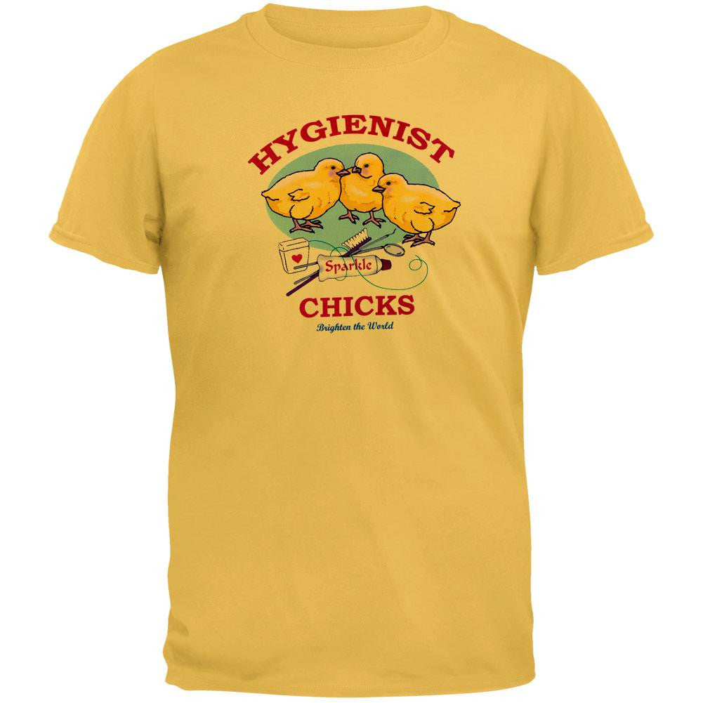 Hygienist Chicks Brighten The World Adult T-Shirt Men's T-Shirts Old Glory LG Yellow 