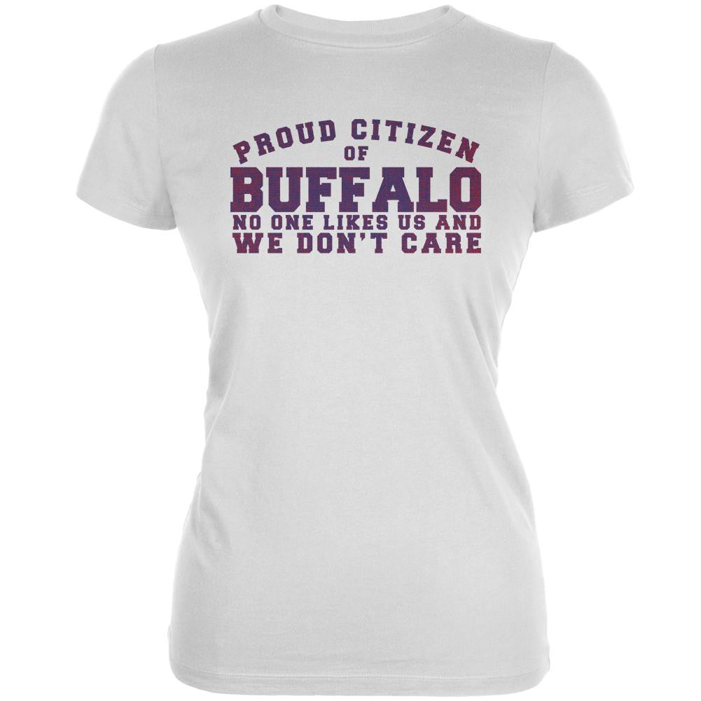 Proud No One Likes Buffalo White Juniors Soft T-Shirt Juniors T-Shirts Old Glory 2XL White 