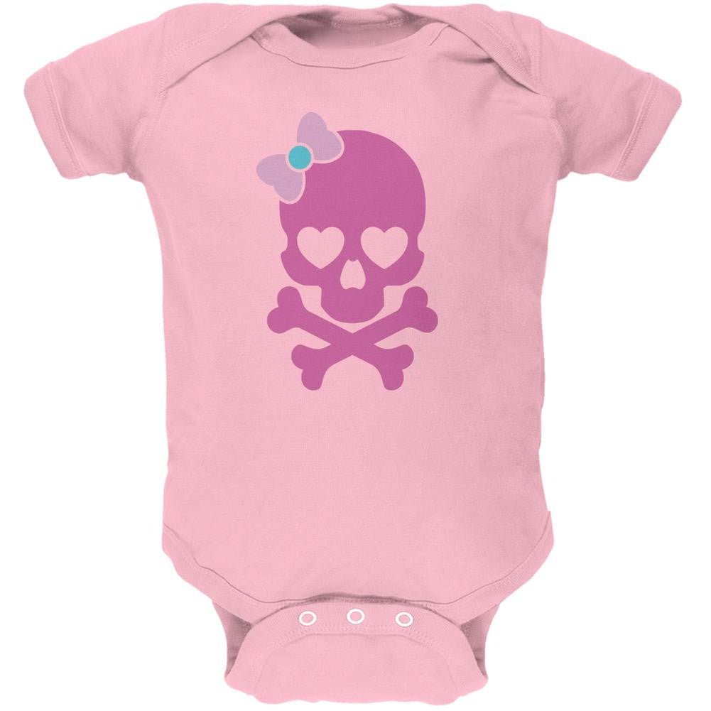 Halloween Pink Skull and Bow Light Halloween Pink Soft Baby One Piece Baby One Piece Old Glory 0-3M Pink 