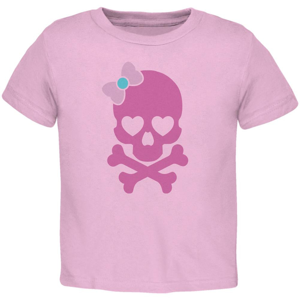 Halloween Pink Skull and Bow Light Halloween Pink Toddler T-Shirt Toddler T-Shirts Old Glory 2T Pink 