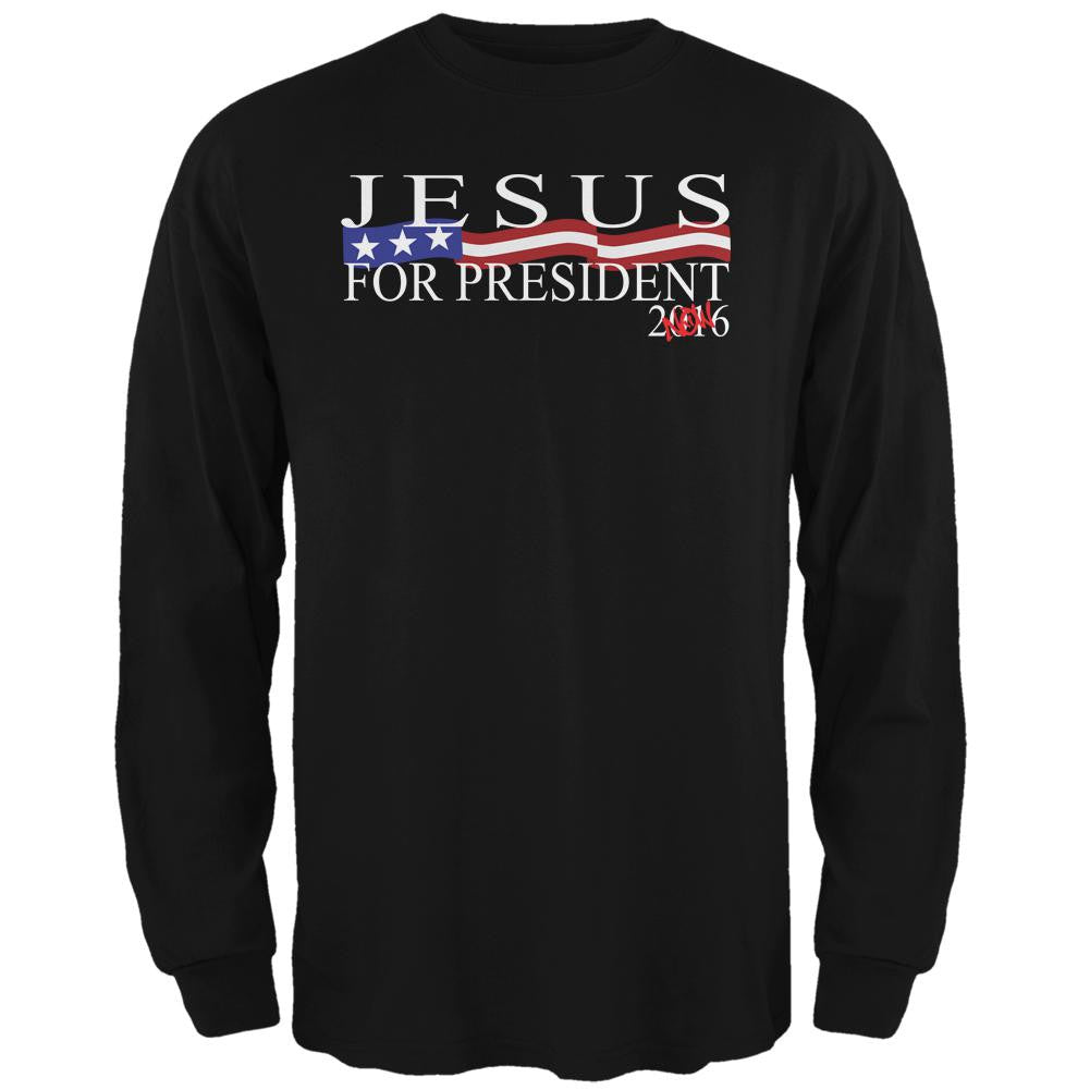 Election 2016 Jesus for President Now Black Adult Long Sleeve T-Shirt Men's Long Sleeves Old Glory 2XL Black 