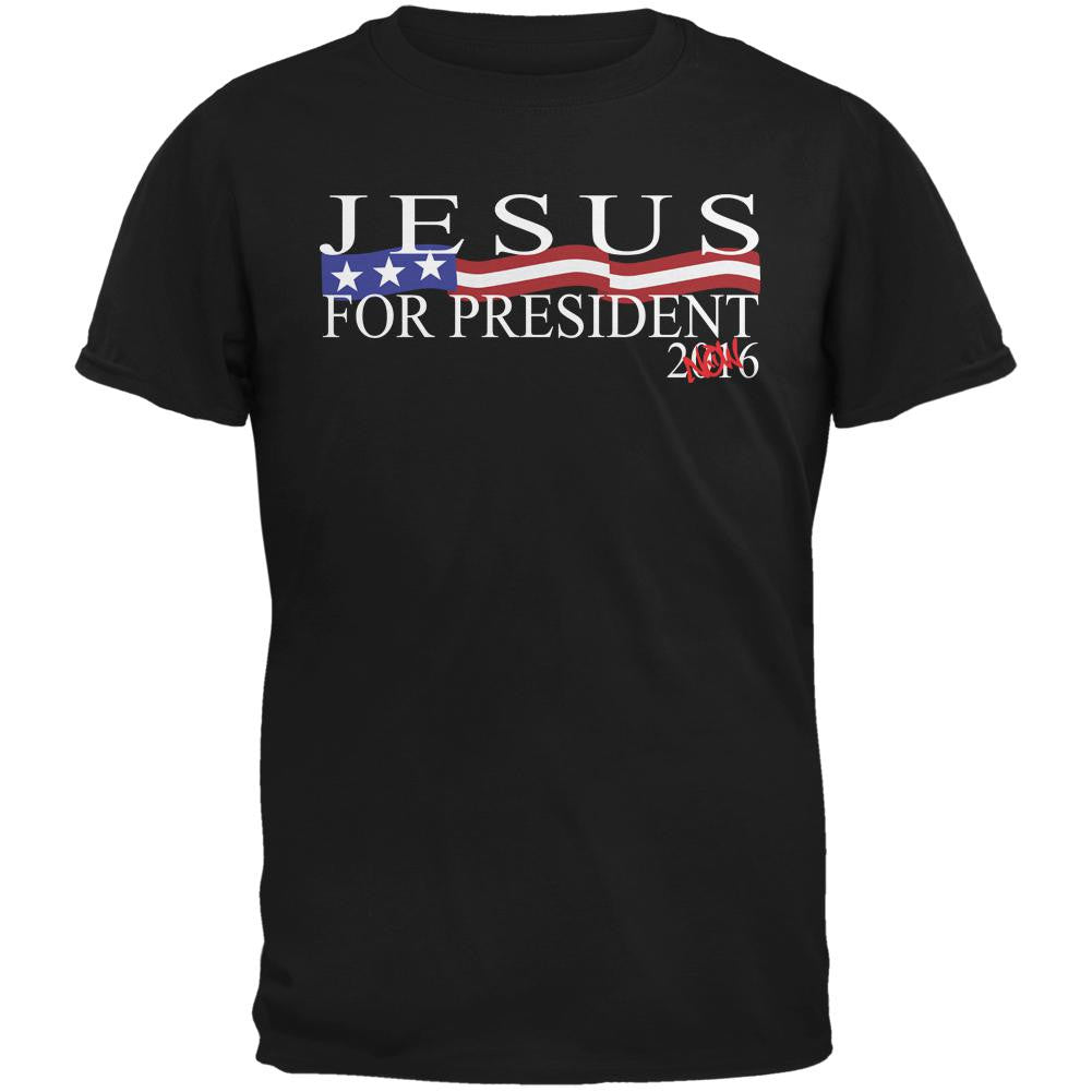 Election 2016 Jesus for President Now Black Adult T-Shirt Men's T-Shirts Old Glory 2XL Black 