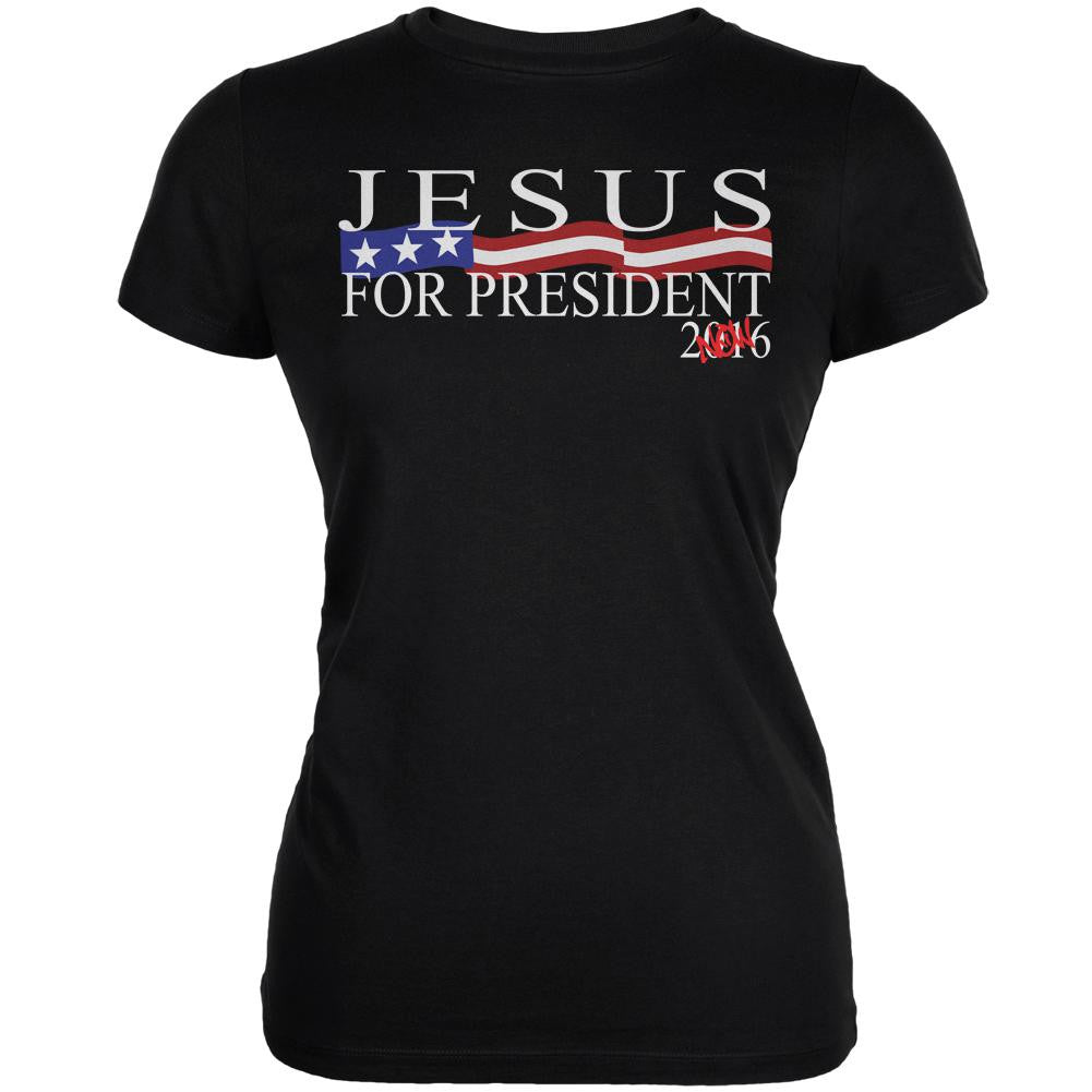 Election 2016 Jesus for President Now Black Juniors Soft T-Shirt Juniors T-Shirts Old Glory 2XL Black 