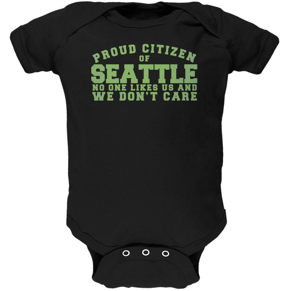 Proud No One Likes Seattle Black Soft Baby One Piece Baby One Piece Old Glory 0-3M Black 