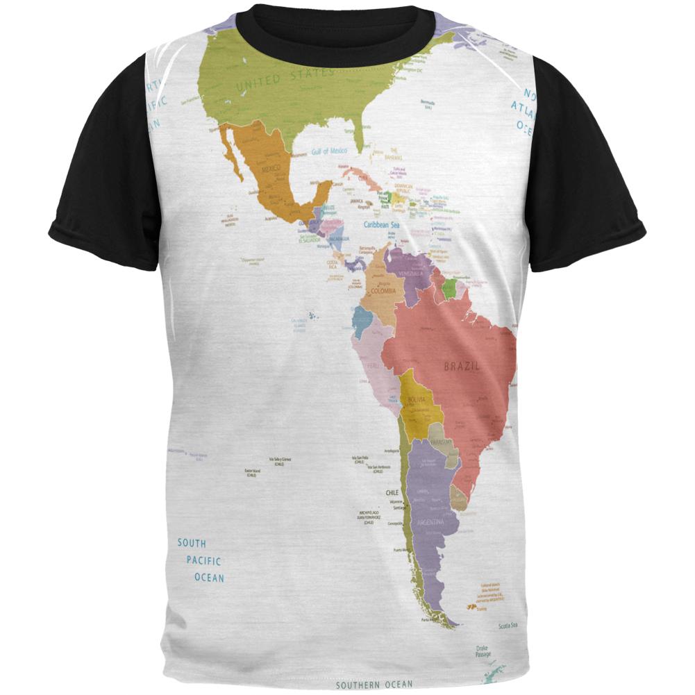 World Traveler Global Map Adult Black Back T-Shirt Men's T-Shirts Old Glory LG Multi 