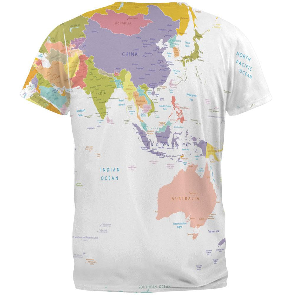 World Traveler Global Map All Over Adult T-Shirt Men's T-Shirts Old Glory   