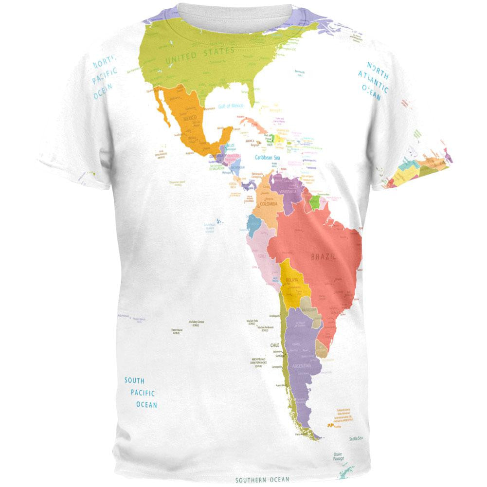 World Traveler Global Map All Over Adult T-Shirt Men's T-Shirts Old Glory 2XL Multi 