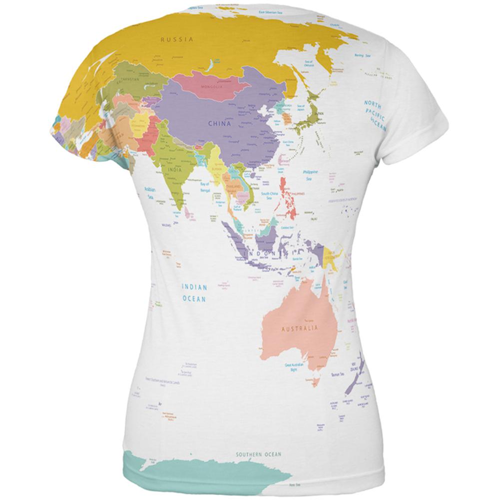 World Traveler Global Map All Over Juniors T-Shirt Juniors T-Shirts Old Glory   