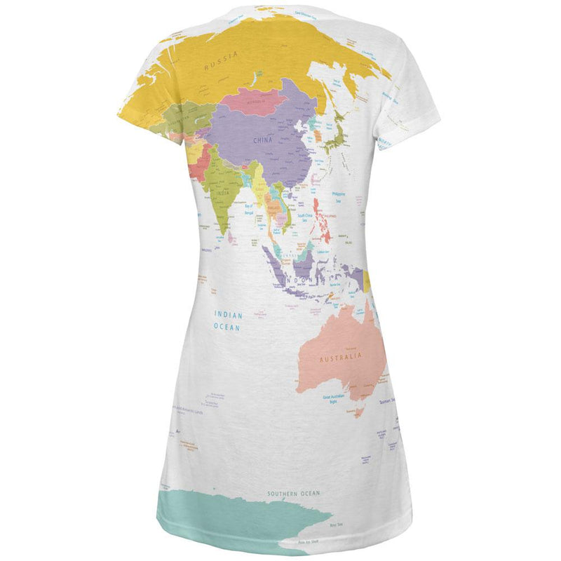 World Traveler Global Map Juniors V-Neck Beach Cover-Up Dress Juniors Dresses Old Glory   