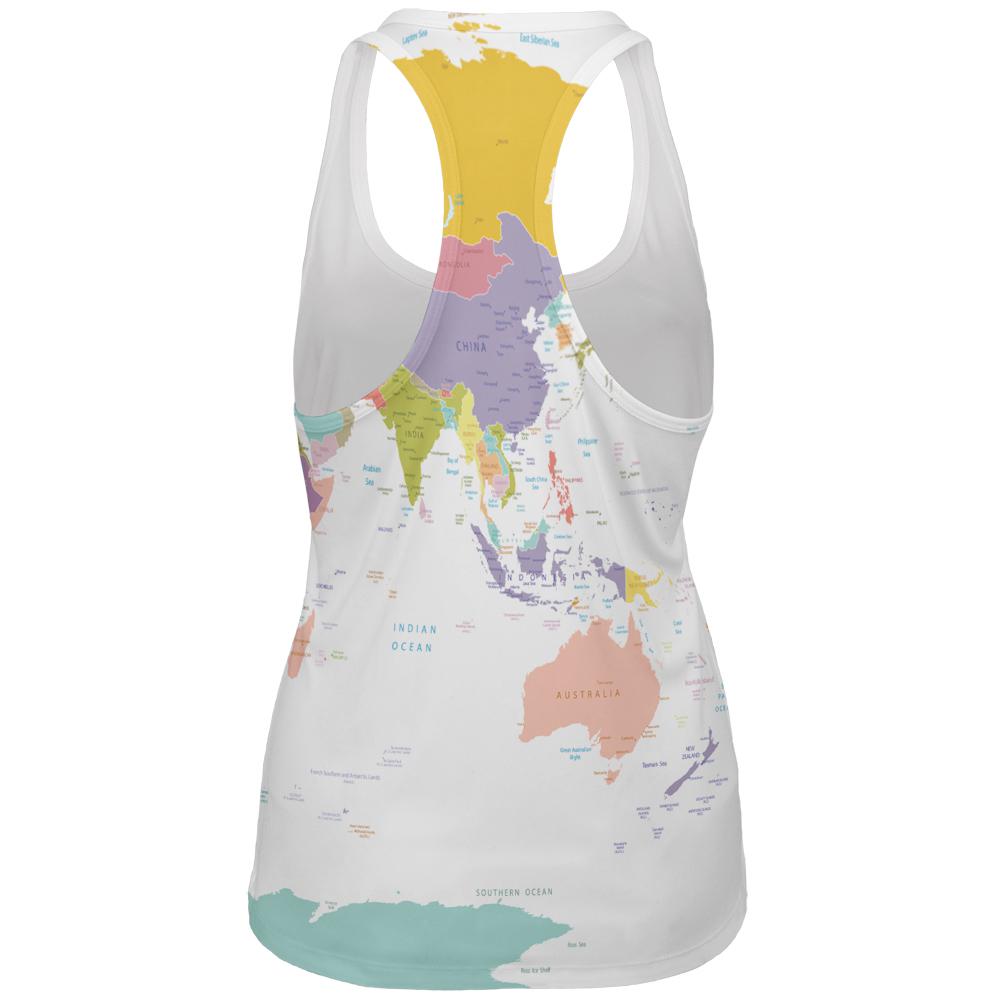 World Traveler Global Map All Over Womens Racerback Tank Top Women's Tank Tops Old Glory   