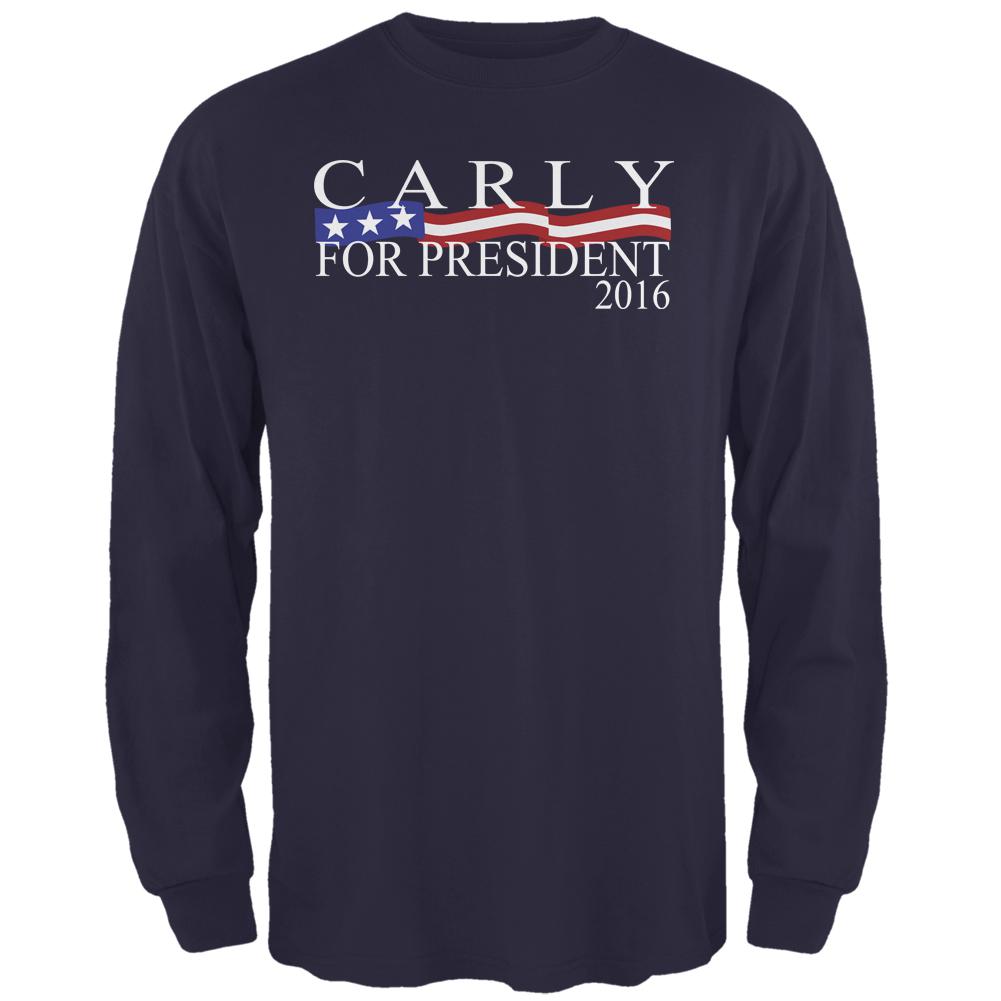 Election 2016 President Carly Fiorina Navy Adult Long Sleeve T-Shirt Men's Long Sleeves Old Glory 2XL Blue 