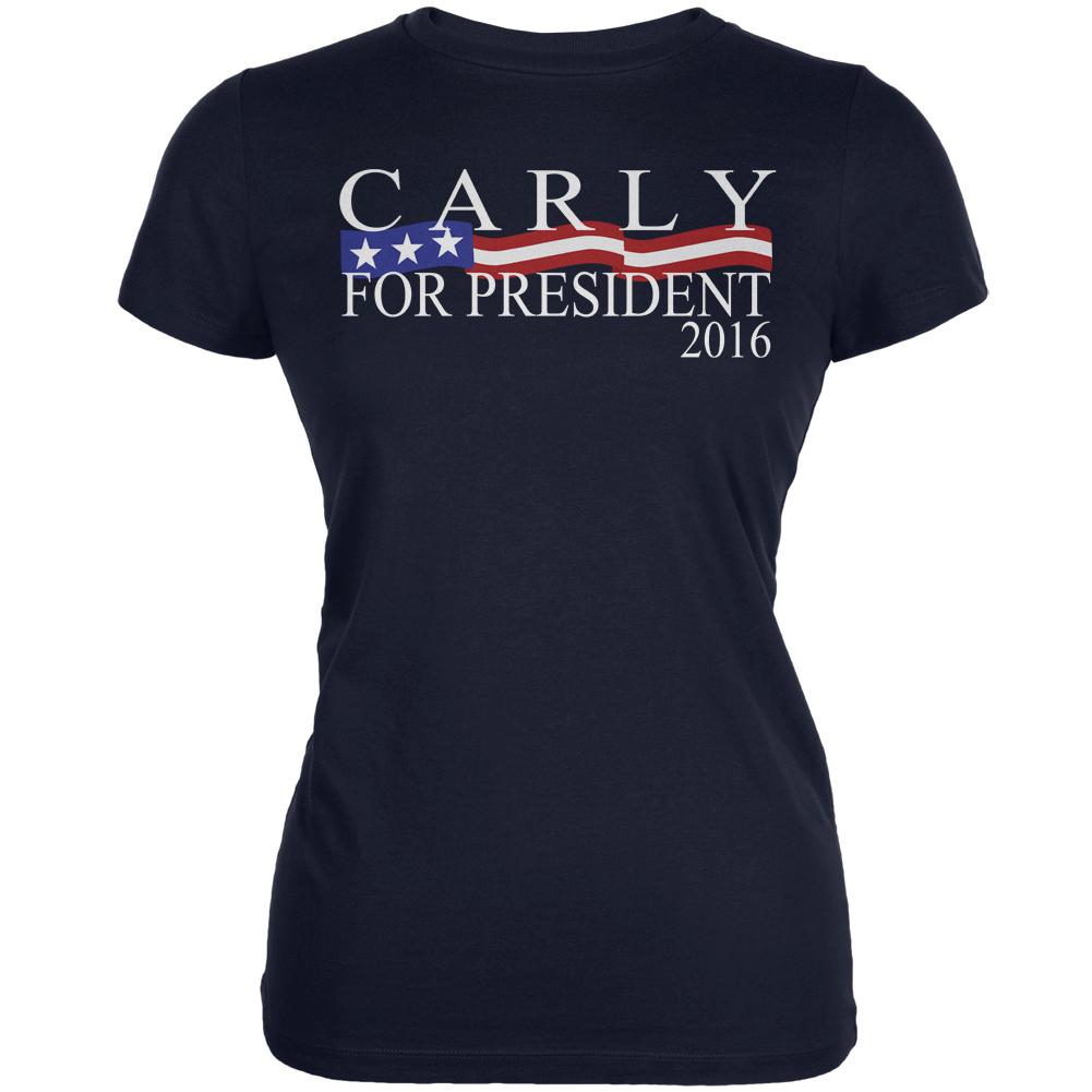 Election 2016 President Carly Fiorina Navy Juniors Soft T-Shirt Juniors T-Shirts Old Glory 2XL Blue 