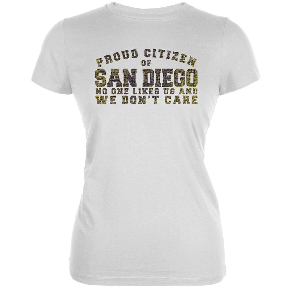 Proud No One Likes San Diego White Juniors Soft T-Shirt Juniors T-Shirts Old Glory 2XL White 