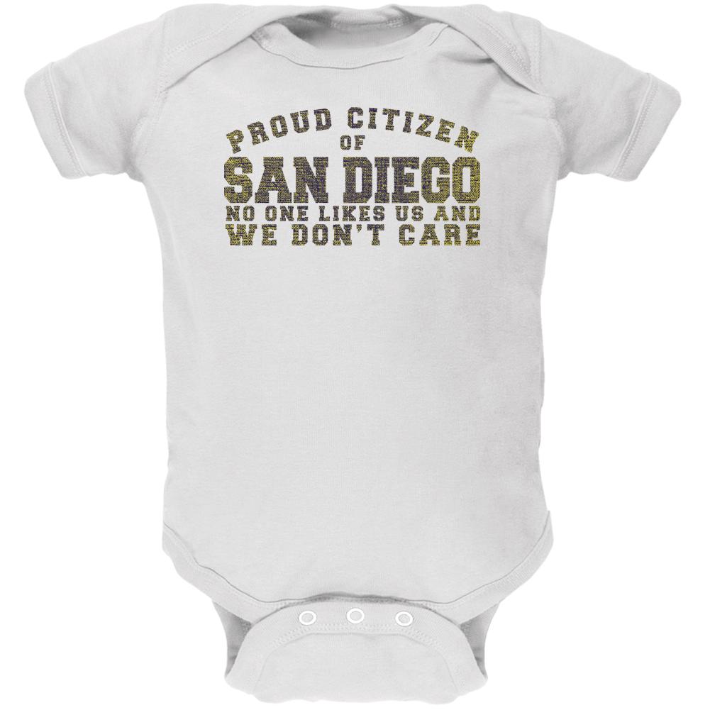 Proud No One Likes San Diego White Soft Baby One Piece Baby One Piece Old Glory 0-3M White 