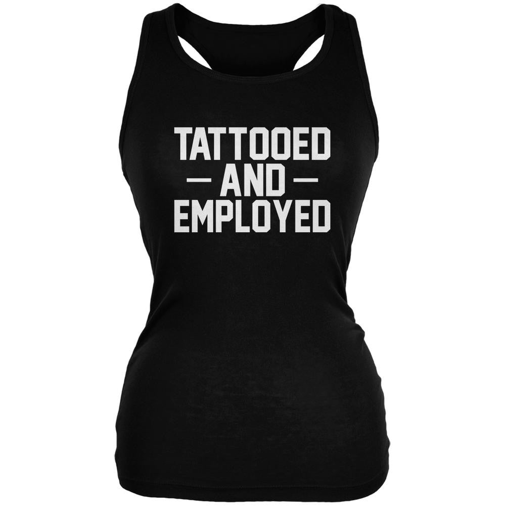 Tattooed and Employed Black Juniors Soft Tank Top Juniors Tank Tops Old Glory 2XL Black 