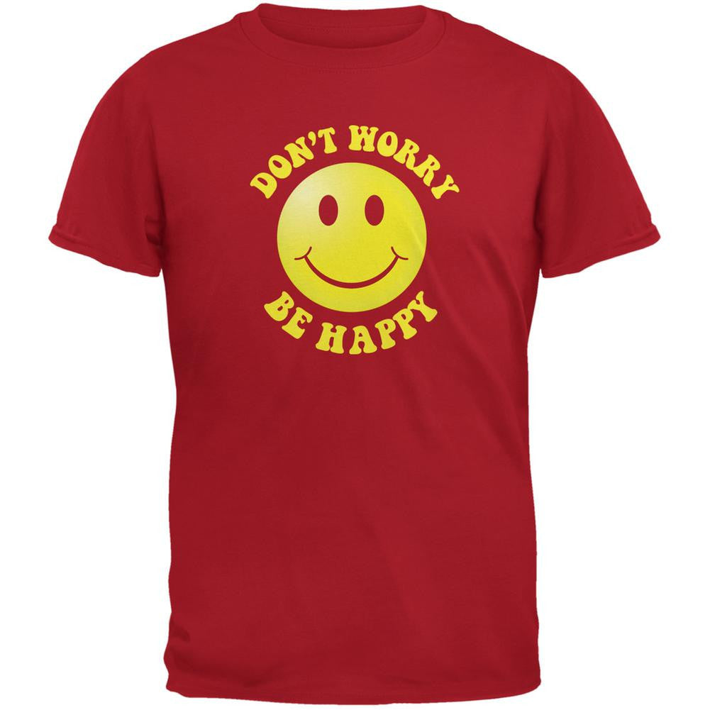 Don't Worry Be Happy Red Adult T-Shirt Men's T-Shirts Old Glory 2XL Red 