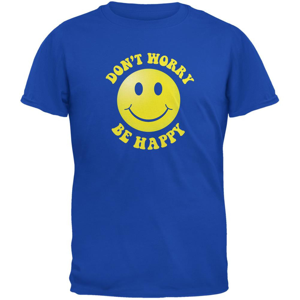 Don't Worry Be Happy Royal Adult T-Shirt Men's T-Shirts Old Glory 2XL Blue 