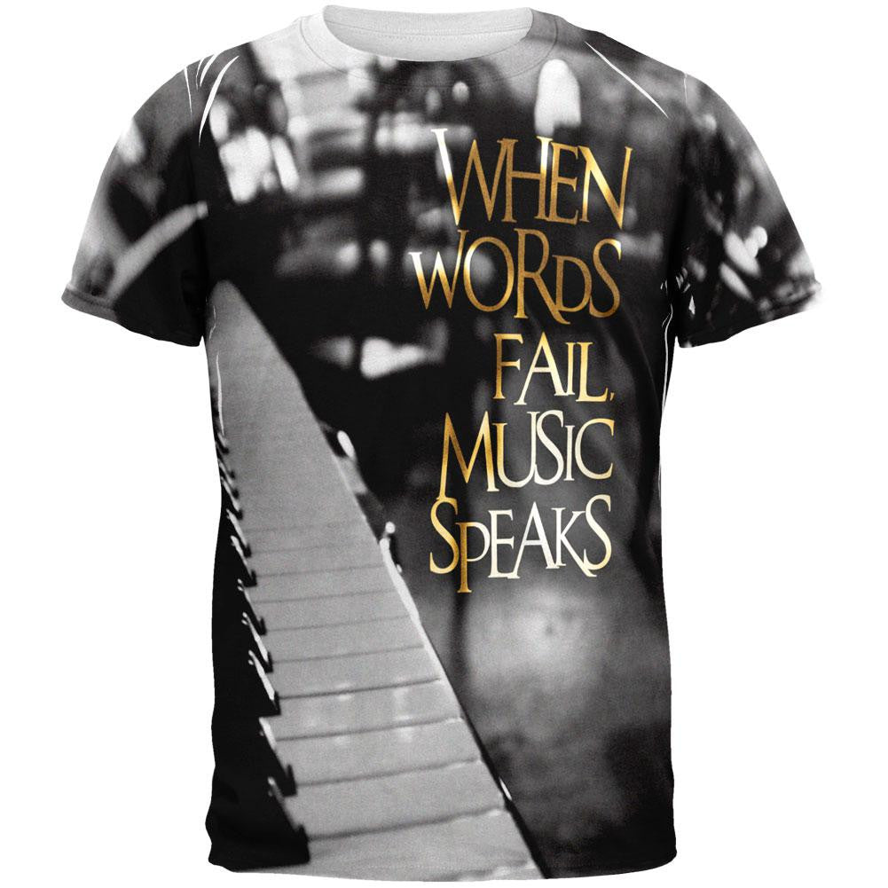 Words Fail Music Speaks All Over Adult T-Shirt Men's T-Shirts Old Glory 2XL Multi 