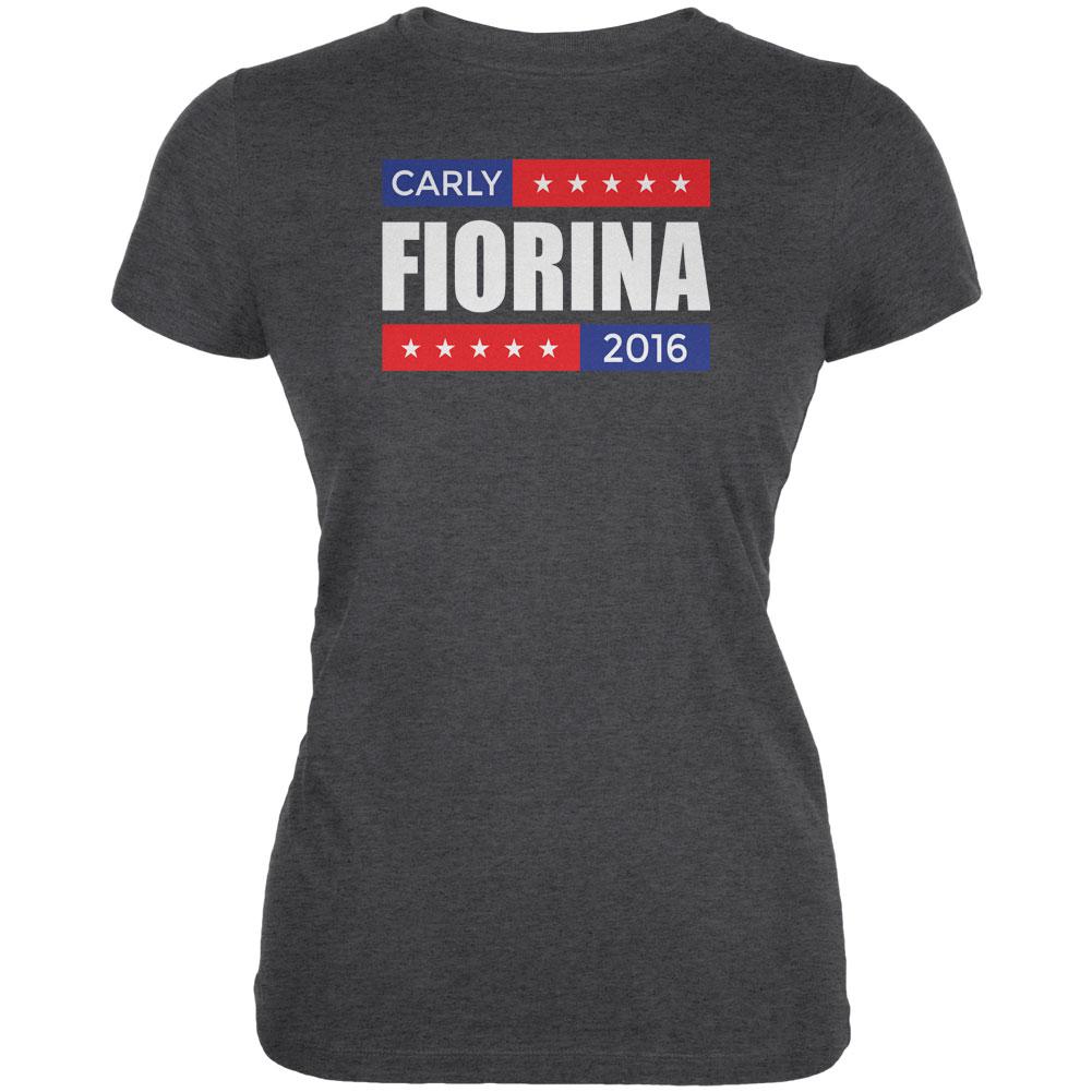 Election 2016 Carly Fiorina Stacked Dark Heather Juniors Soft T-Shirt Juniors T-Shirts Old Glory 2XL Grey 