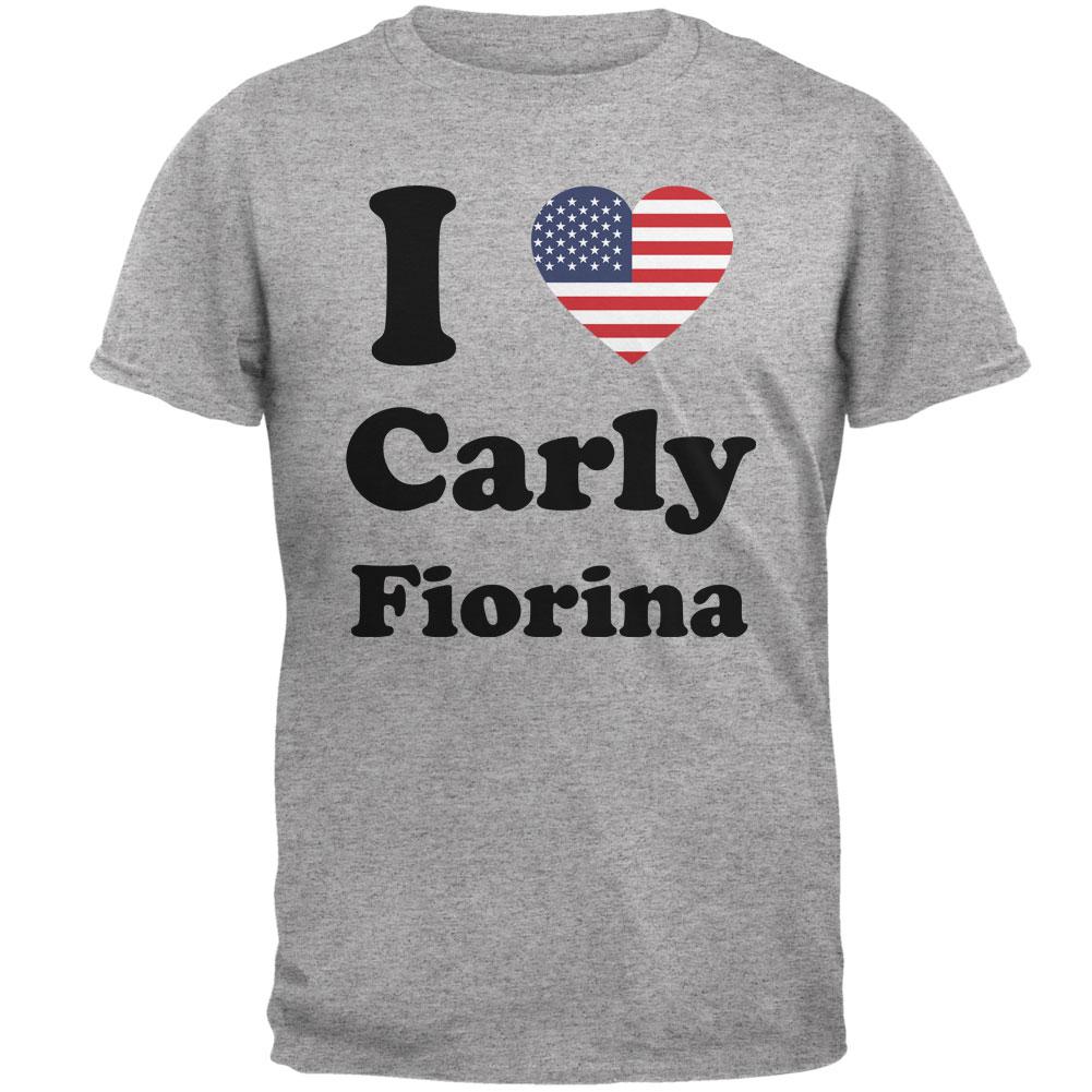 Election 2016 I Heart Carly Fiorina Heather Grey Adult T-Shirt Men's T-Shirts Old Glory 2XL Grey 