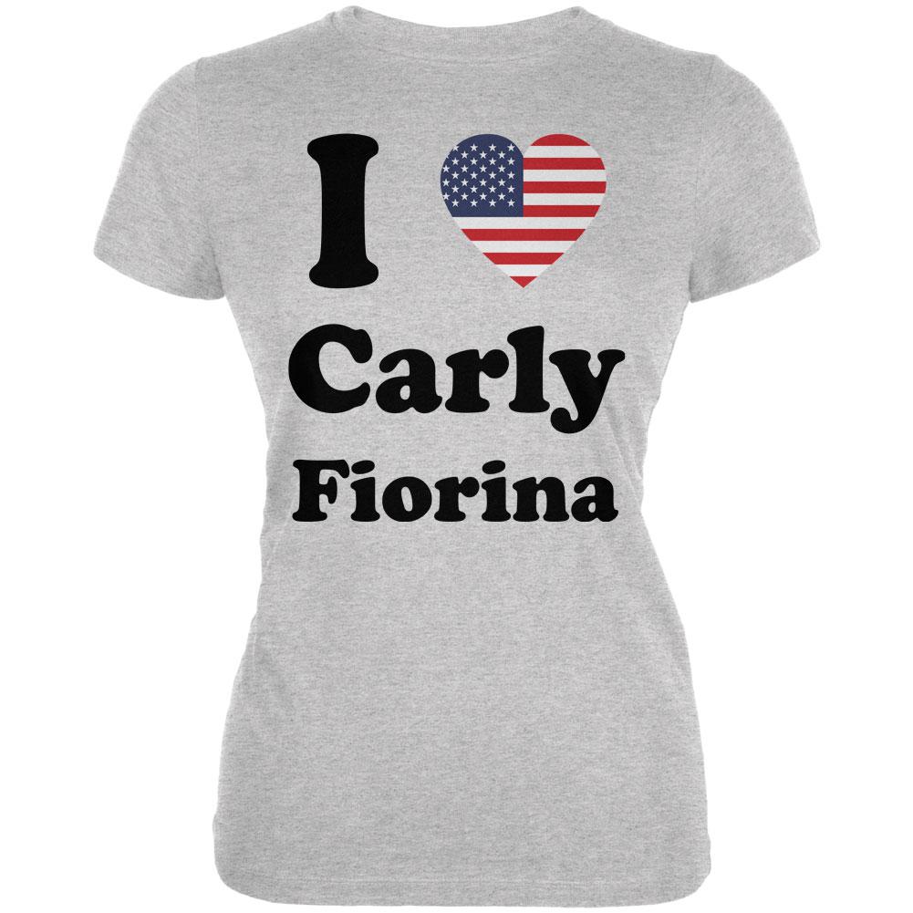 Election 2016 I Heart Carly Fiorina Heather Grey Juniors Soft T-Shirt Juniors T-Shirts Old Glory 2XL Grey 