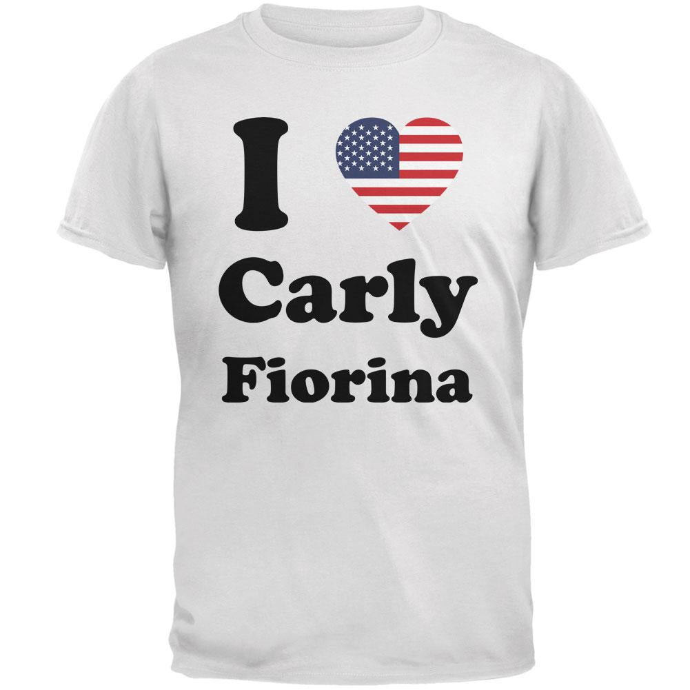 Election 2016 I Heart Carly Fiorina White Adult T-Shirt Men's T-Shirts Old Glory 2XL White 