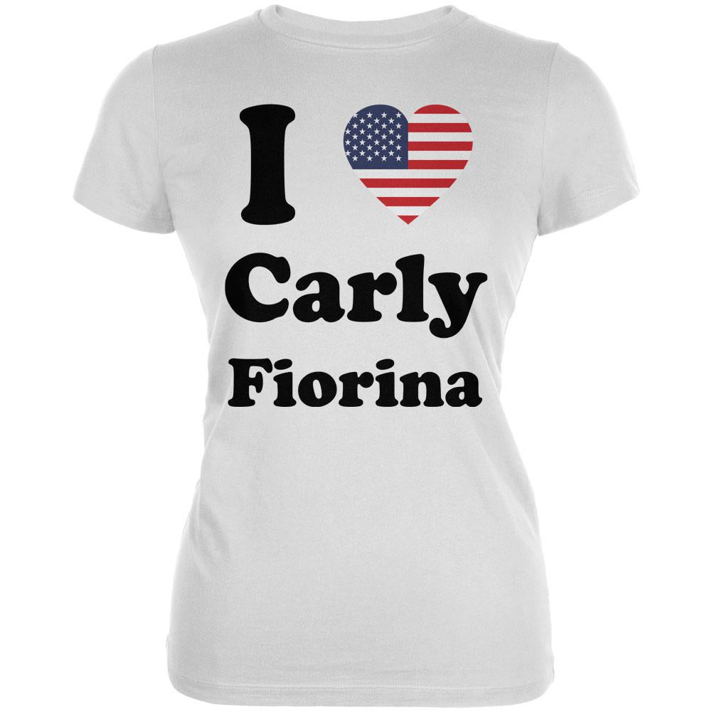 Election 2016 I Heart Carly Fiorina White Juniors Soft T-Shirt Juniors T-Shirts Old Glory 2XL White 