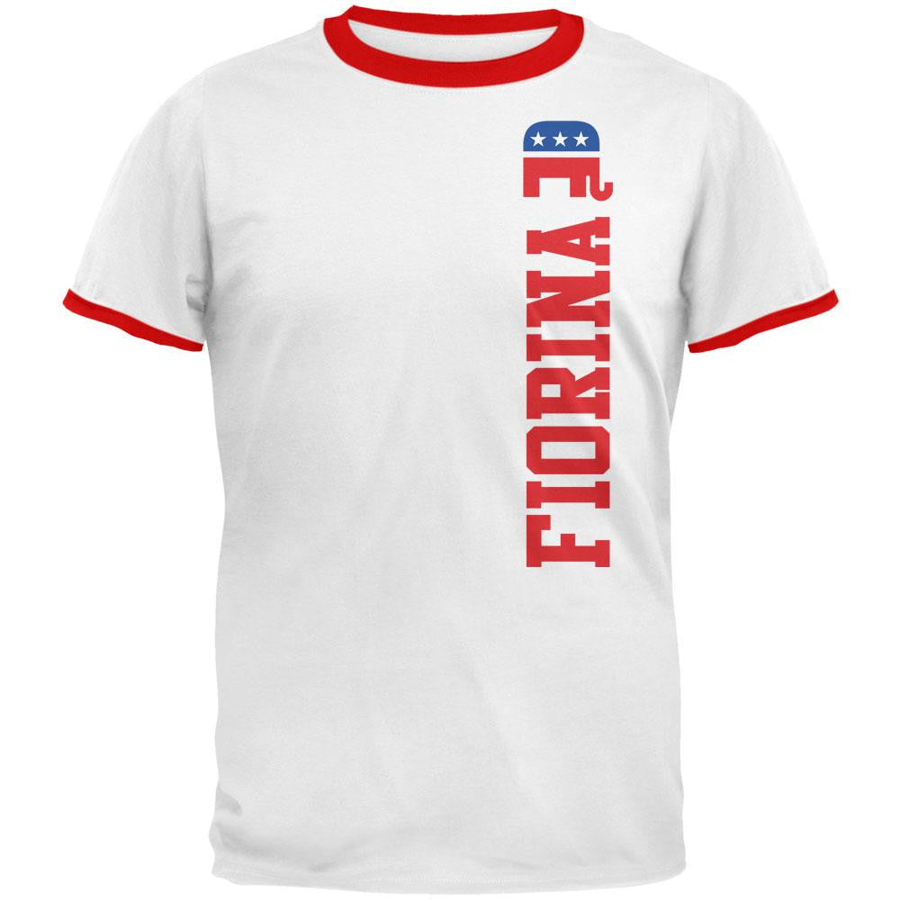 Election 2016 Team Carly Fiorina White-Red Men's Ringer T-Shirt Men's T-Shirts Old Glory LG Multi 