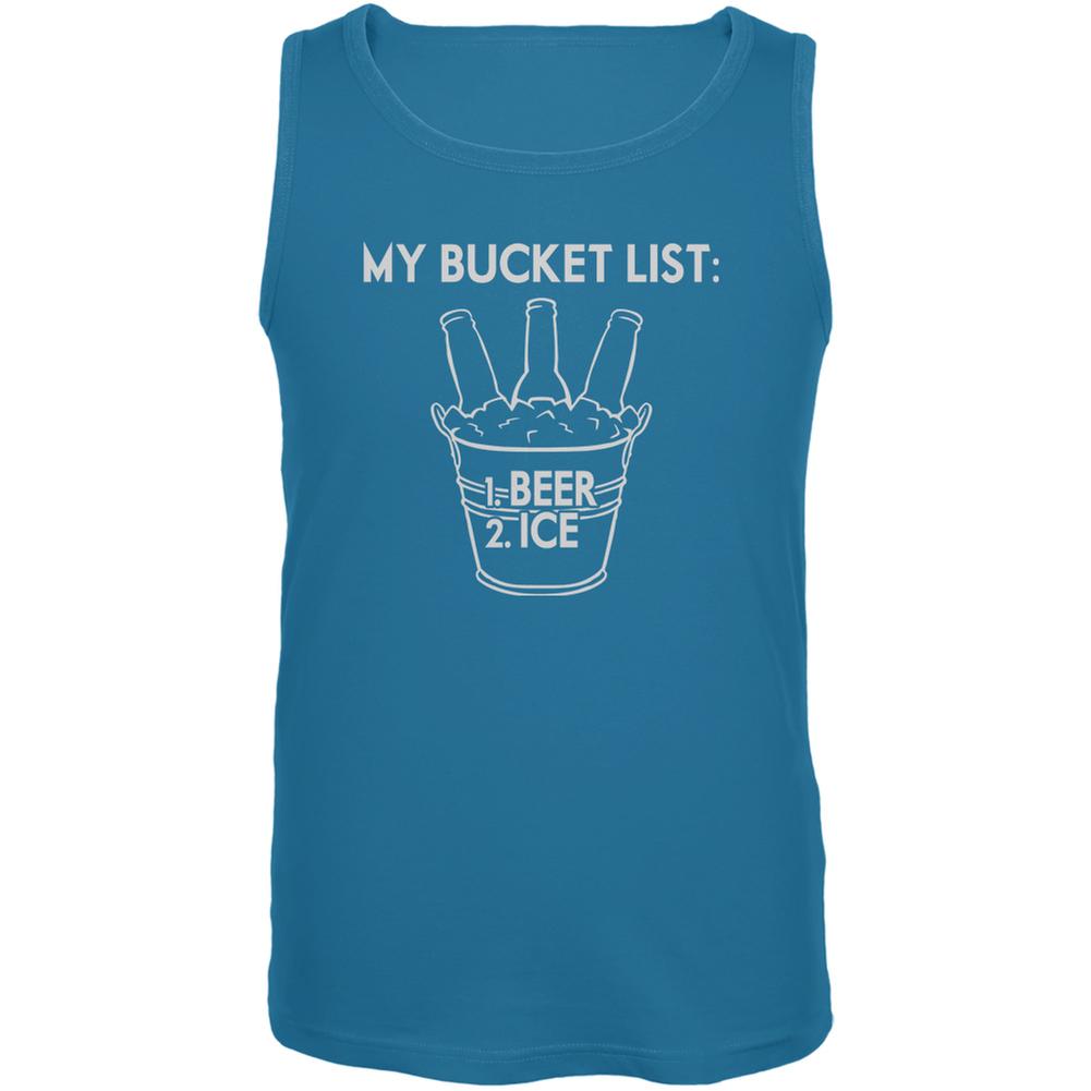 My Bucket List Beer and Ice Turquoise Adult Tank Top Men's Tank Tops Old Glory SM Blue 