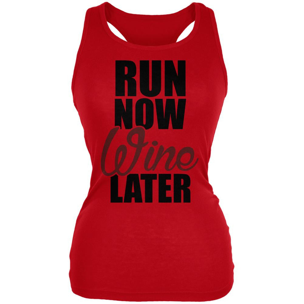 Run Now Wine Later Red Juniors Soft Tank Top Juniors Tank Tops Old Glory 2XL Red 