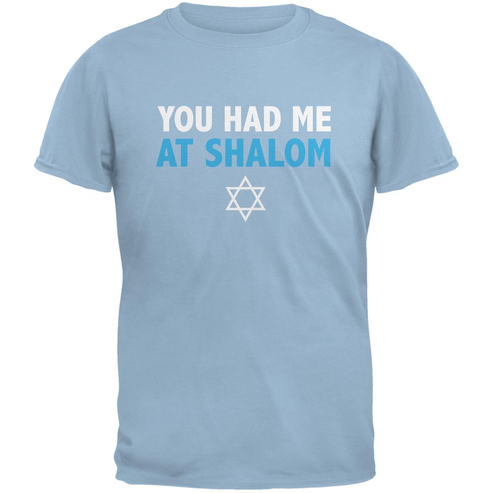 You Had Me At Shalom Light Blue Adult T-Shirt Men's T-Shirts Old Glory 2XL Blue 