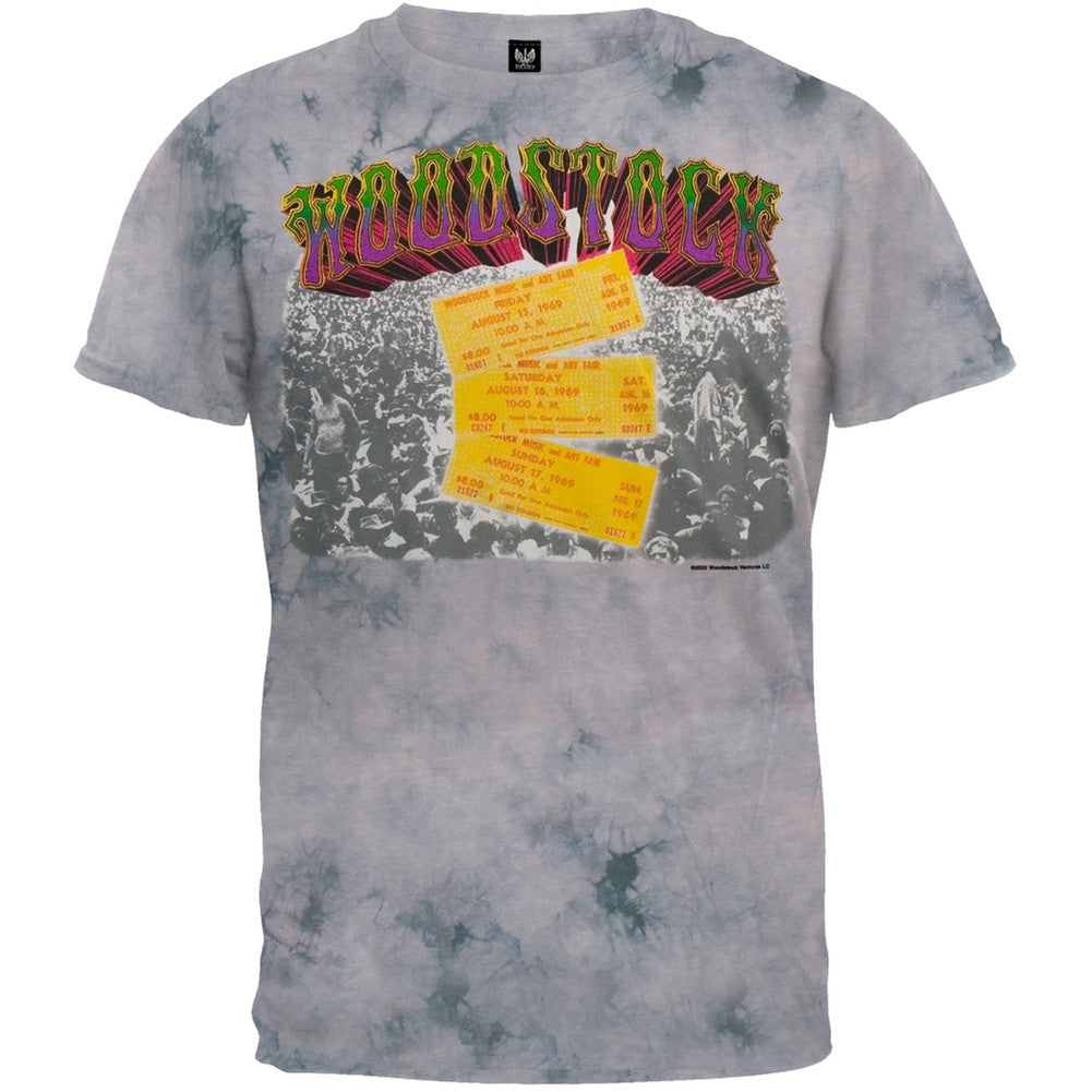 Woodstock - Ticket Tie Dye T-Shirt Men's T-Shirts Woodstock 1969 XL Grey 