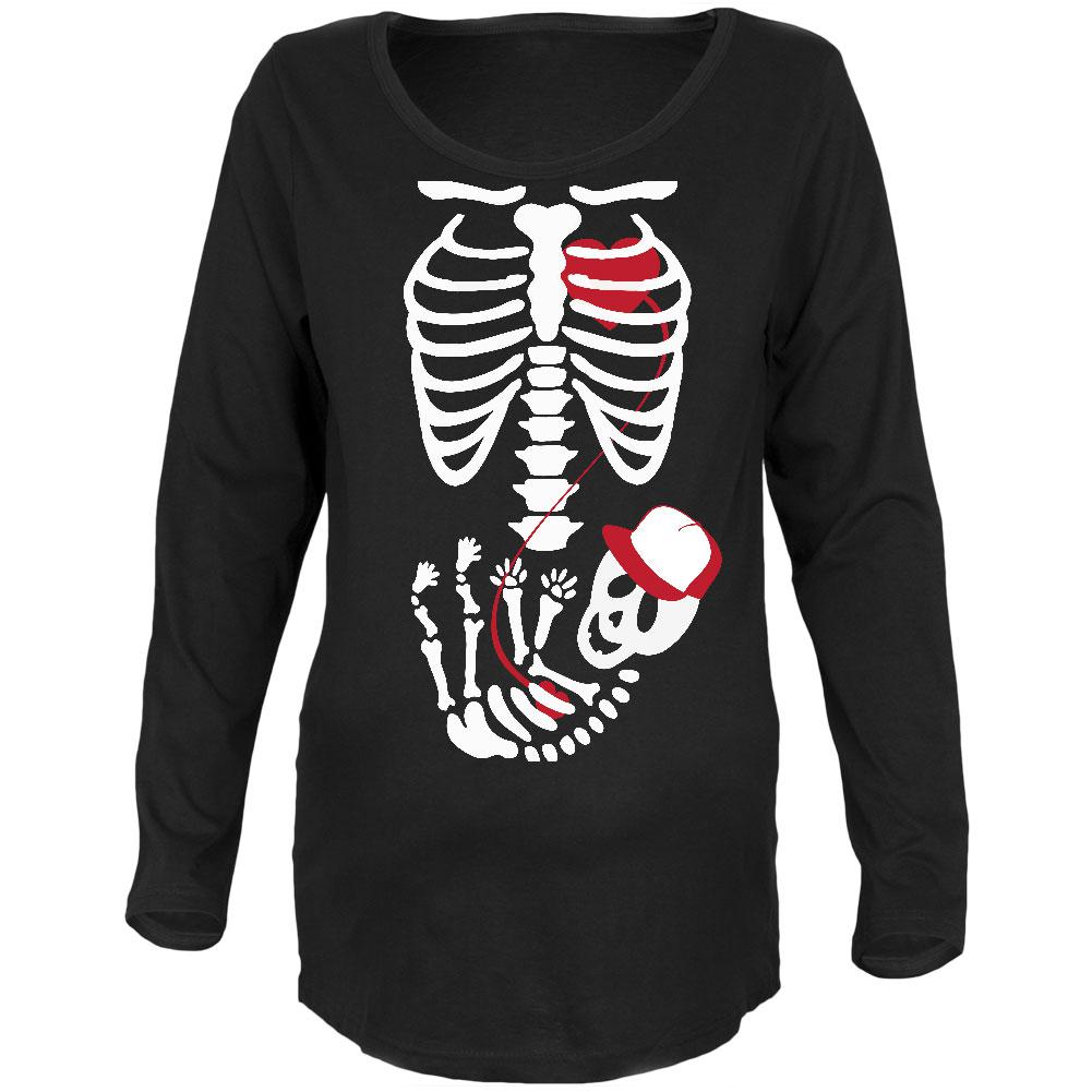 Halloween Baby Boy Skeleton Black Maternity Soft Long Sleeve T-Shirt Maternity Long Sleeve T-Shirts Old Glory 2XL Black 