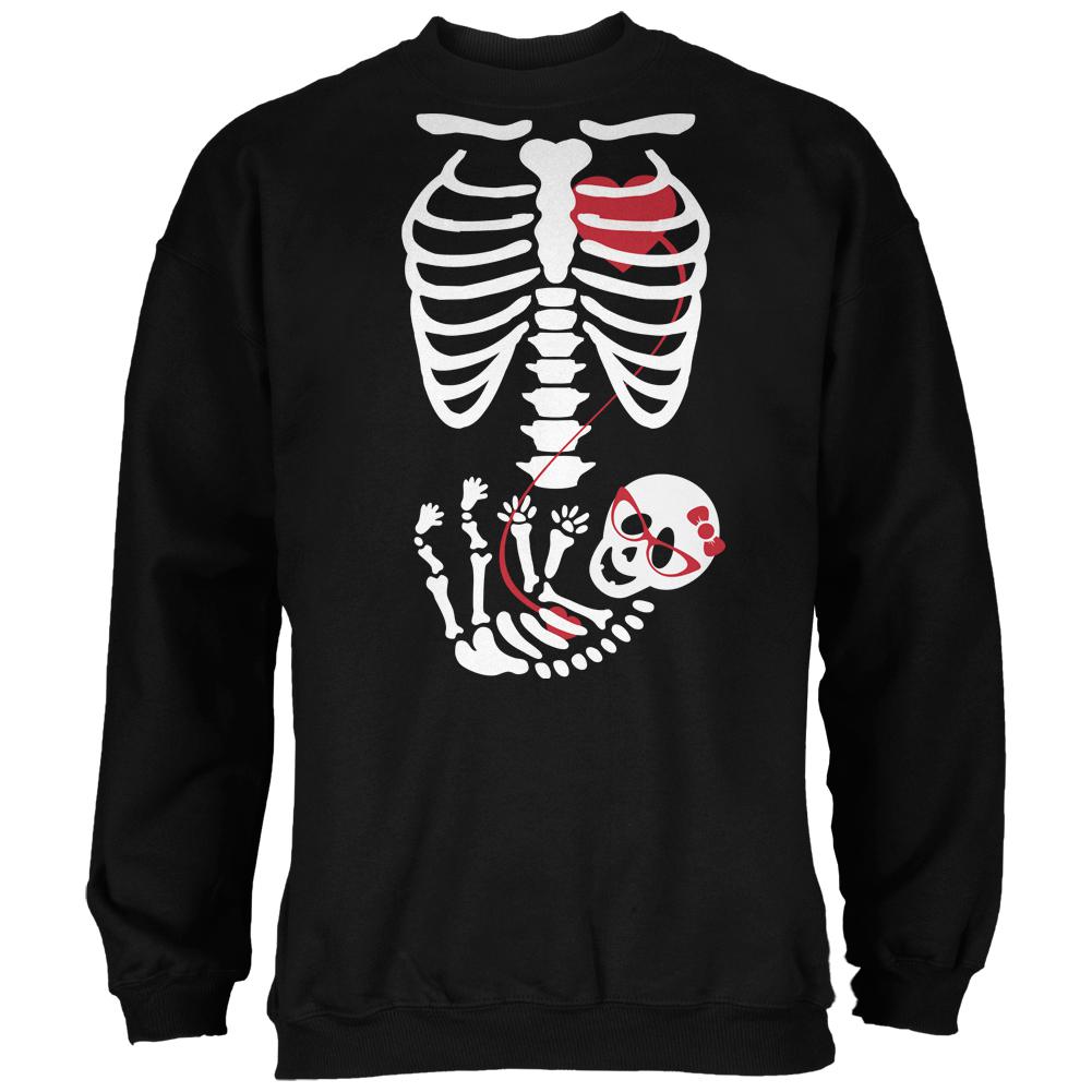 Halloween Baby Geek Girl Glasses Skeleton Black Adult Sweatshirt Men's Sweatshirts Old Glory SM Black 