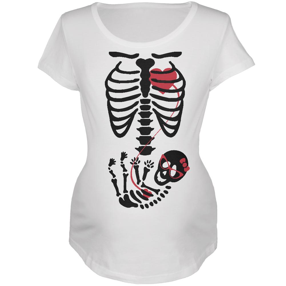 Halloween Baby Geek Girl Glasses Skeleton White Maternity Soft T-Shirt Maternity T-Shirts Old Glory SM White 