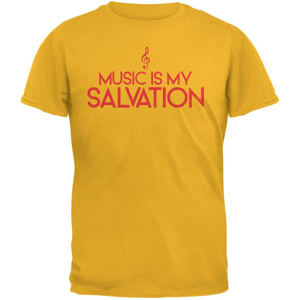 Music Is My Salvation Gold Adult T-Shirt Men's T-Shirts Old Glory 2XL Yellow 