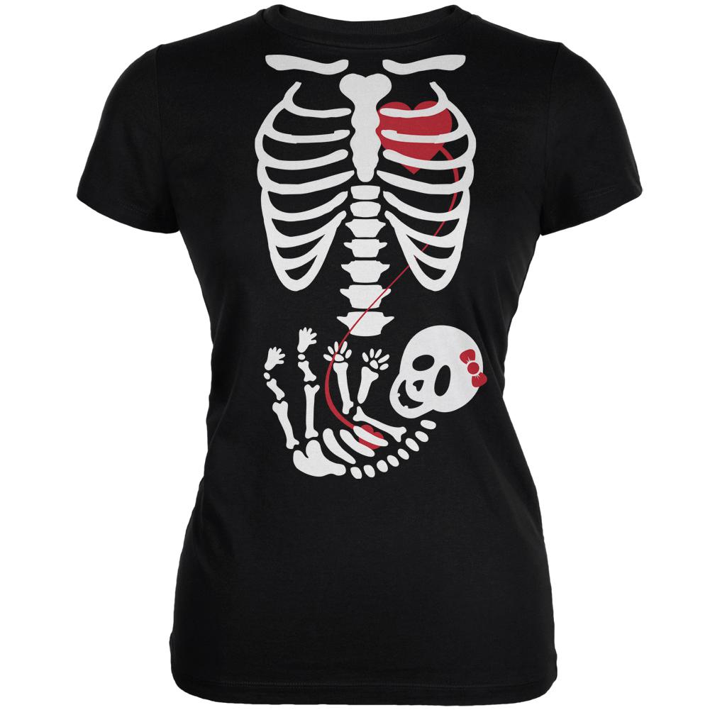 Halloween Baby Girl Skeleton Black Juniors Soft T-Shirt Juniors T-Shirts Old Glory 2XL Black 