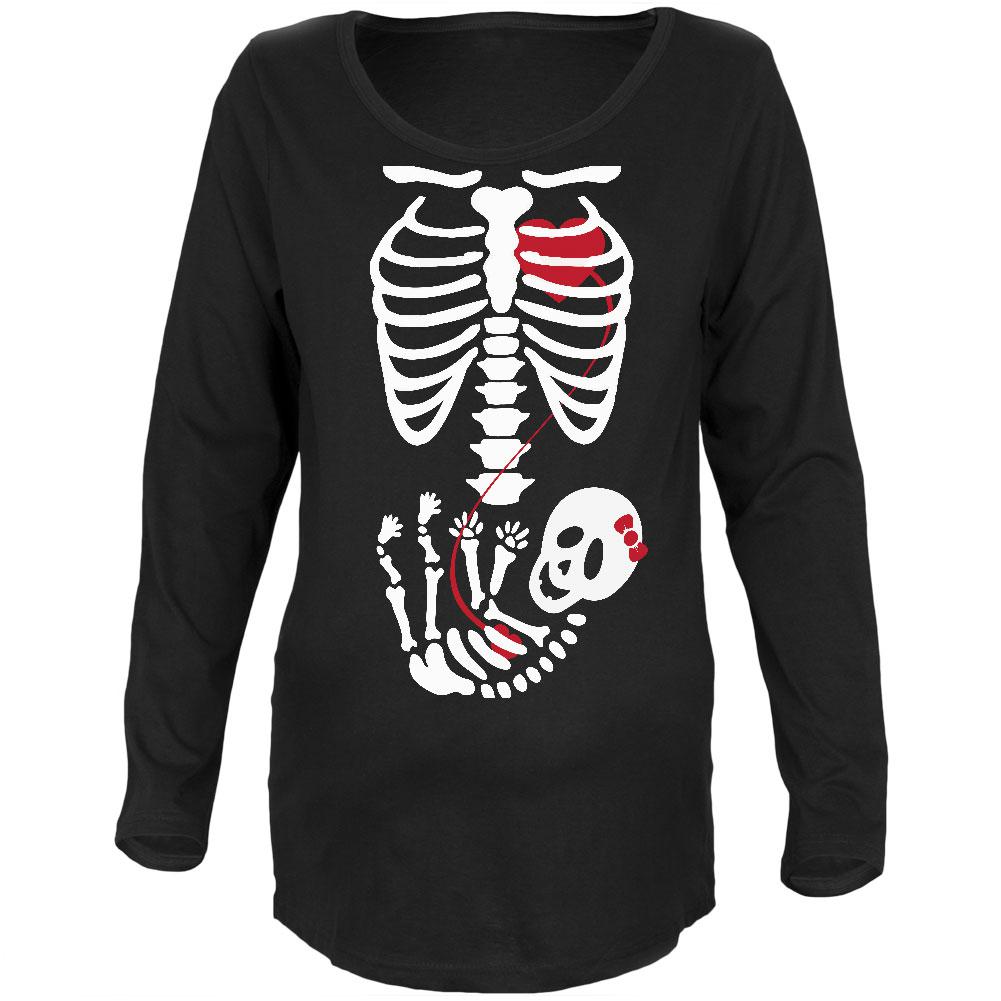 Halloween Baby Girl Skeleton Black Maternity Soft Long Sleeve T-Shirt Maternity Long Sleeve T-Shirts Old Glory 2XL Black 