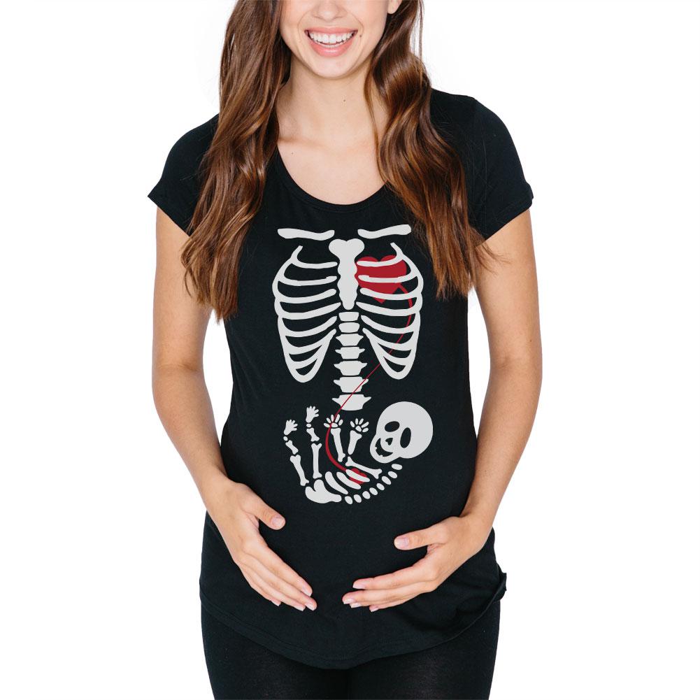 Halloween Baby Skeleton Black Maternity Soft T-Shirt Maternity T-Shirts Old Glory 2XL Black 