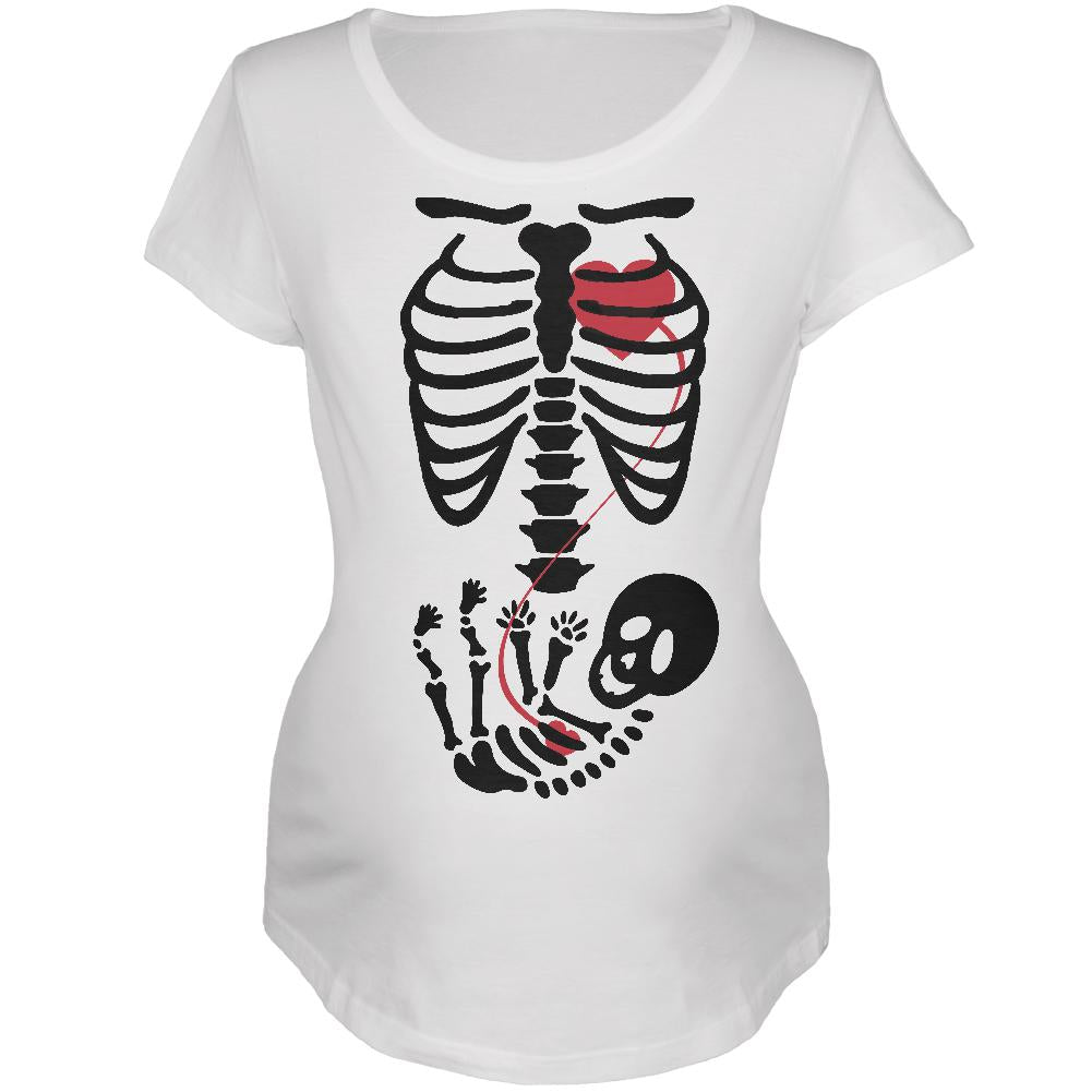 Halloween Baby Skeleton White Maternity Soft T-Shirt Maternity T-Shirts Old Glory 2XL White 