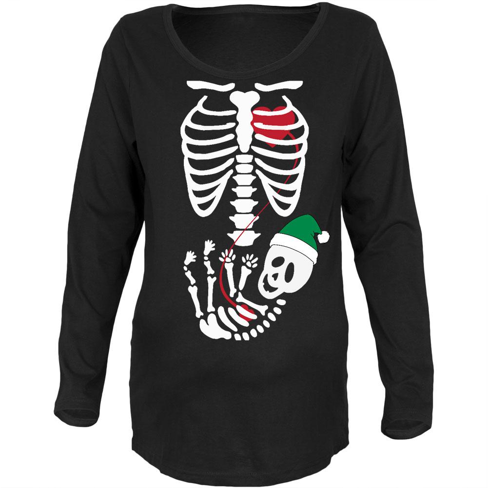 Halloween Elf Baby Skeleton Black Maternity Soft Long Sleeve T-Shirt Maternity Long Sleeve T-Shirts Old Glory 2XL Black 