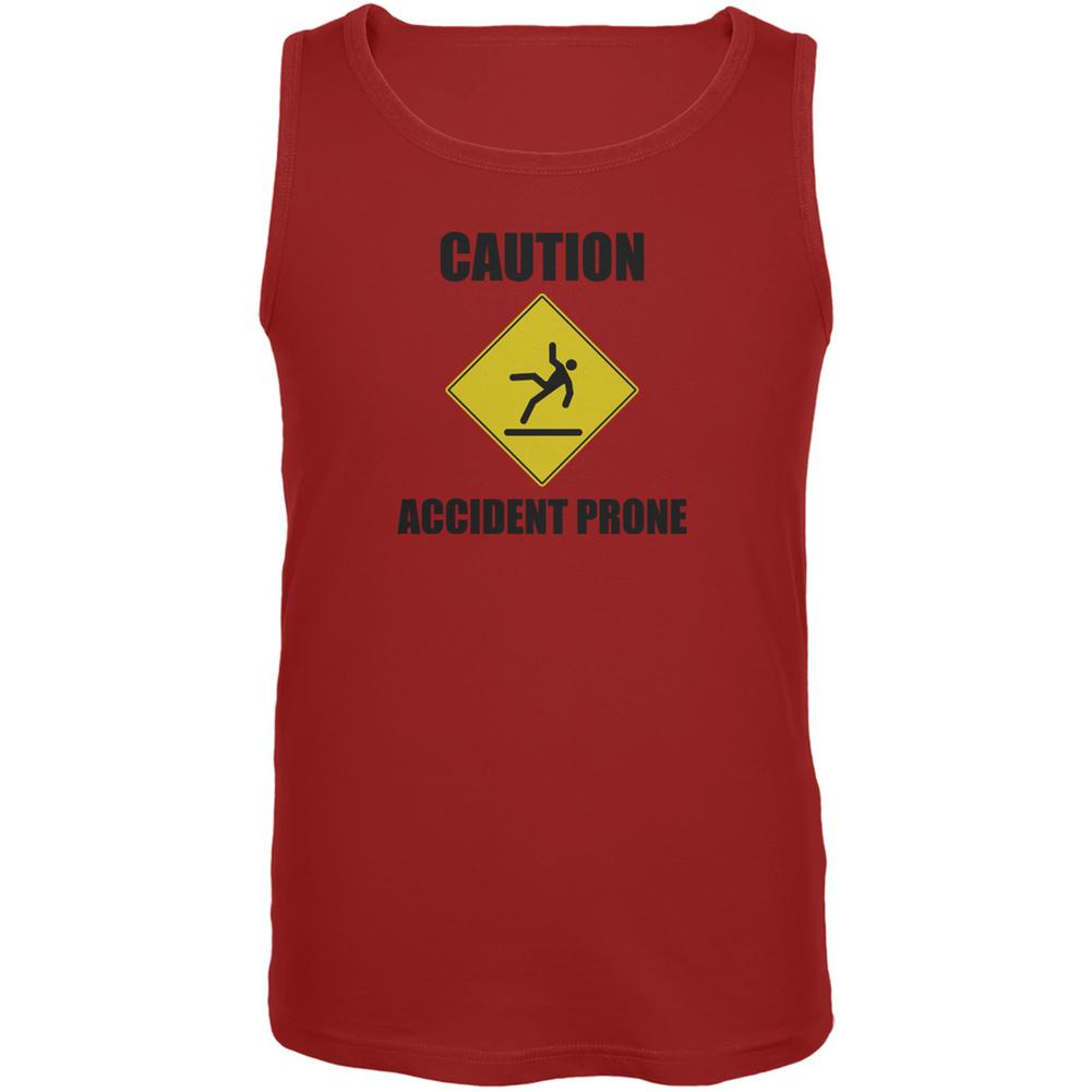 Caution Accident Prone Red Adult Tank Top Men's Tank Tops Old Glory 2XL Red 