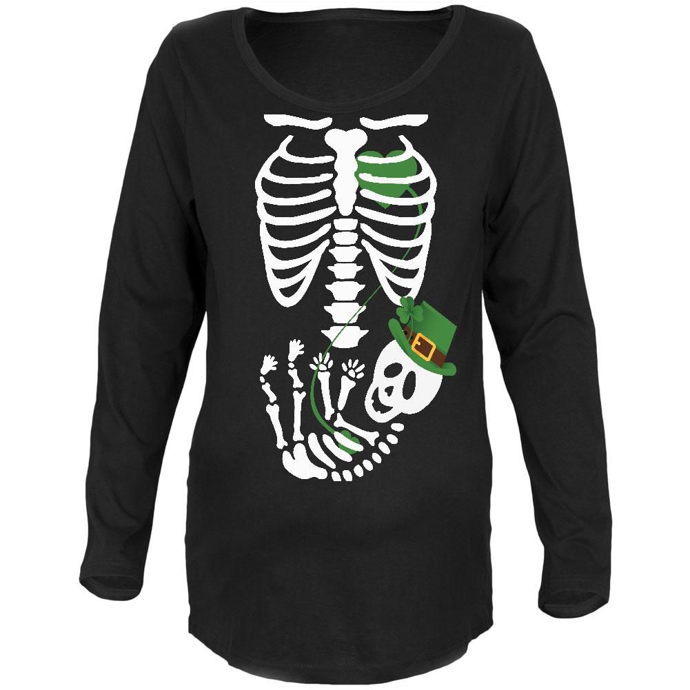 Halloween Irish Baby Skeleton Black Maternity Soft Long Sleeve T-Shirt Maternity Long Sleeve T-Shirts Old Glory 2XL Black 