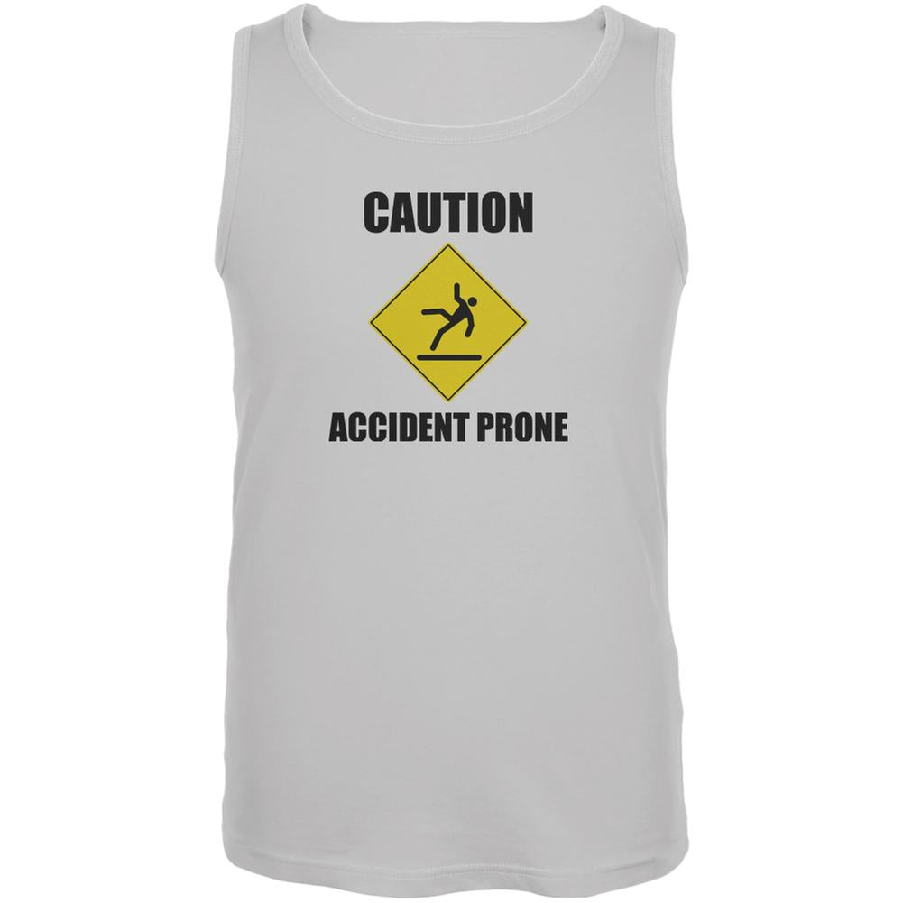 Caution Accident Prone White Adult Tank Top Men's Tank Tops Old Glory 2XL White 