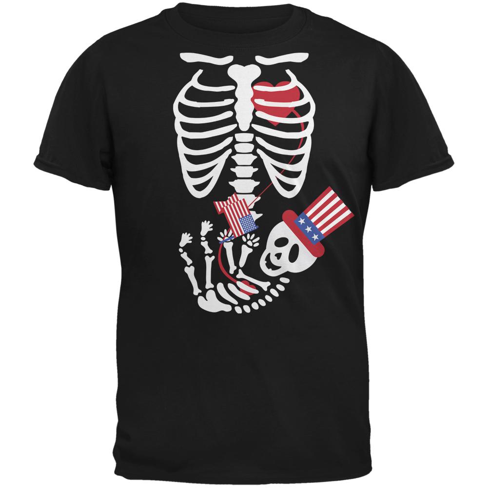 Halloween July Fourth Baby Skeleton Black Adult T-Shirt Men's T-Shirts Old Glory 2XL Black 